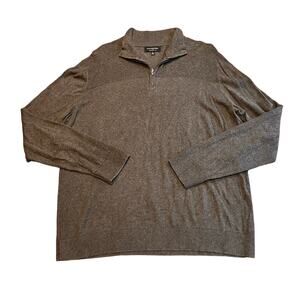 Banana Republic Cashmere Silk Blend, Gray Mens Large L Quarter Zip Sweater